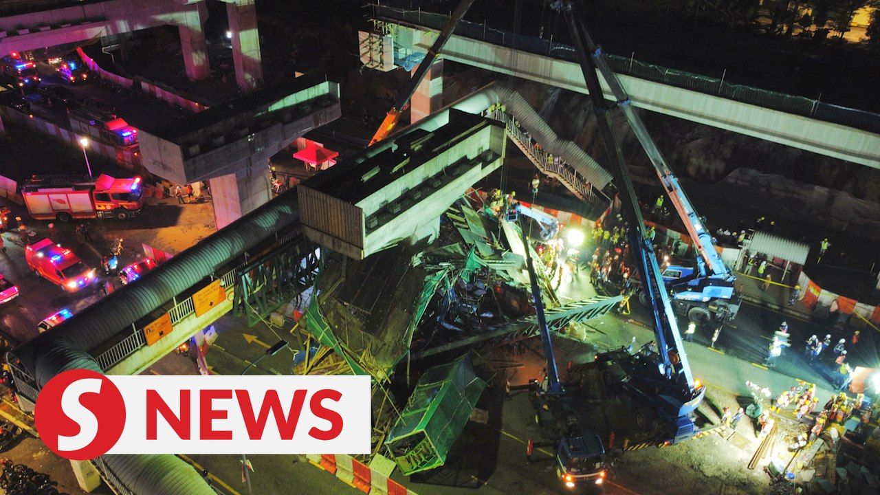 At least five people trapped in van after bridge under construction ...