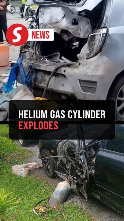 Helium cylinder explodes in Kajang, damaging two stalls, three cars ...
